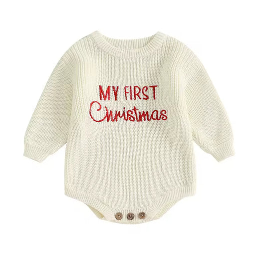 My First Christmas Embroidered Knitted Bubble