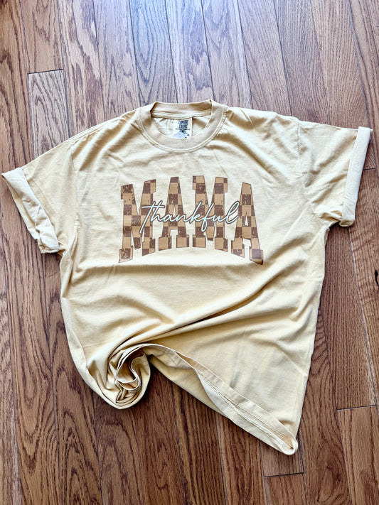 Checkered Thankful Mama Tee