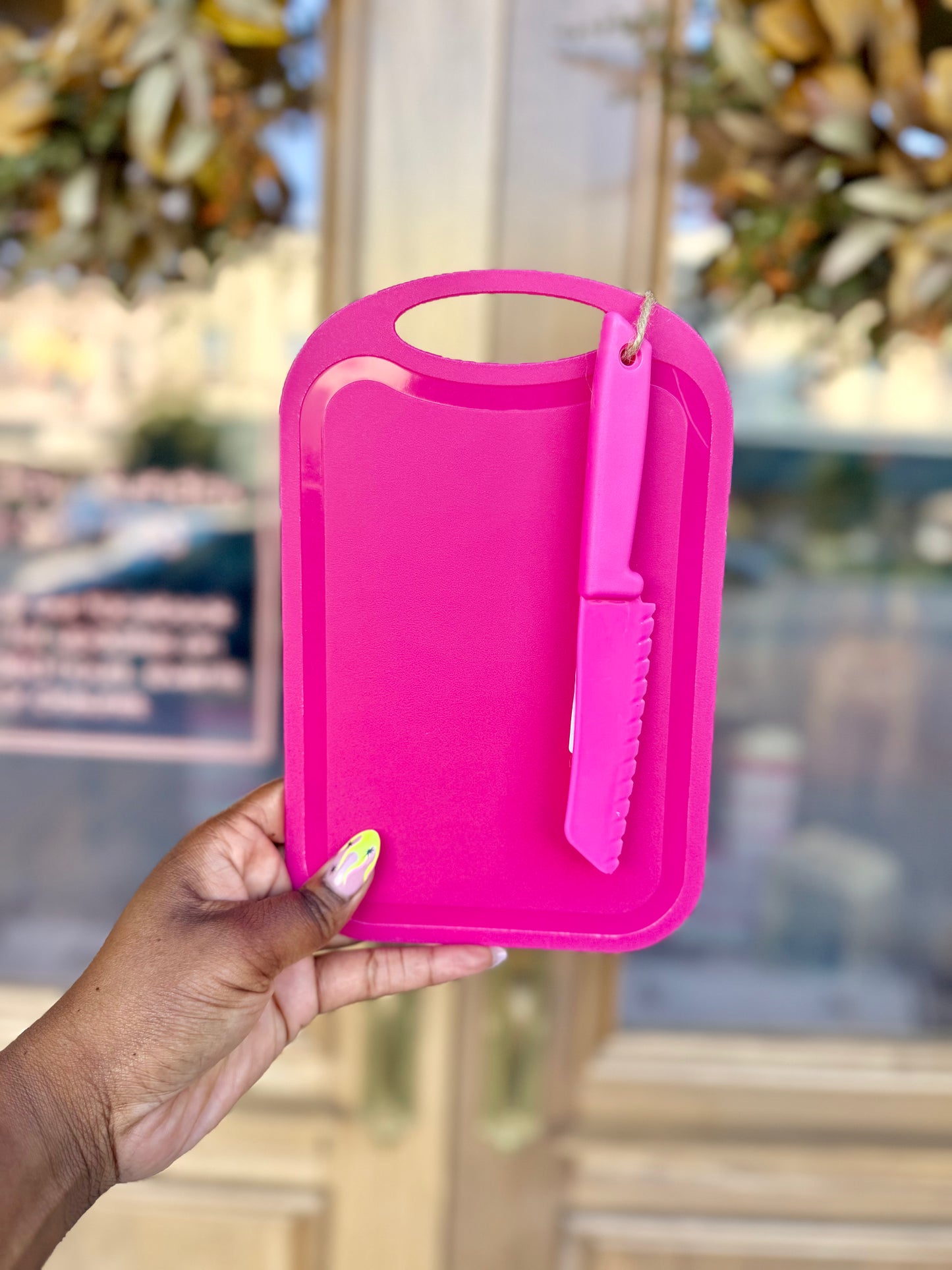 Kids Plastic Cutting Board and Matching Plastic Knife