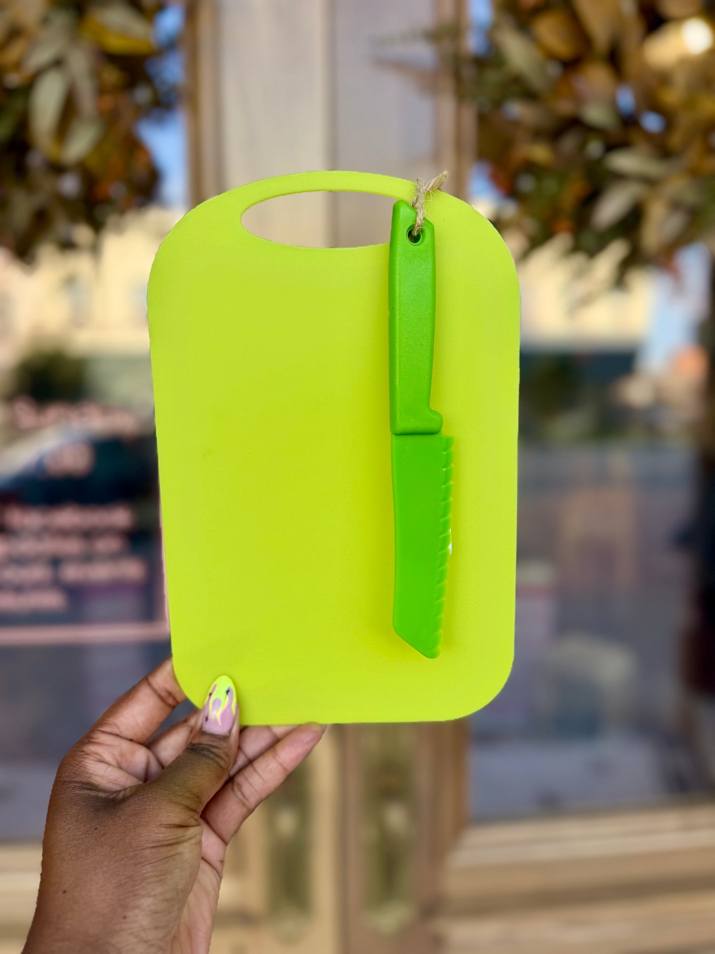 Kids Plastic Cutting Board and Matching Plastic Knife