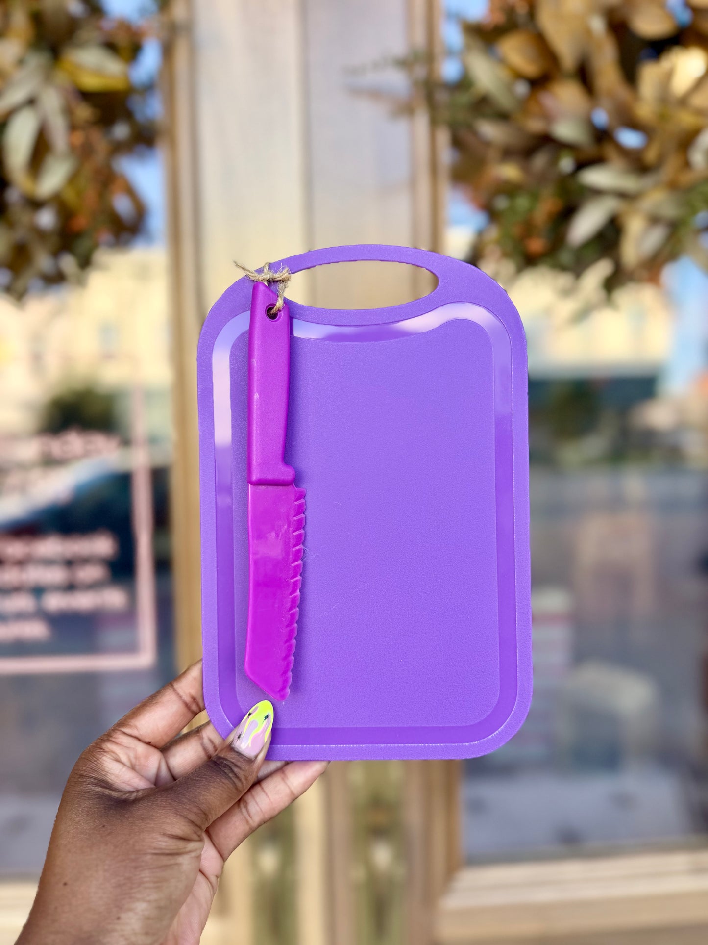 Kids Plastic Cutting Board and Matching Plastic Knife
