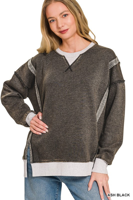 Qesa Contrast Fleece Trim Pullover