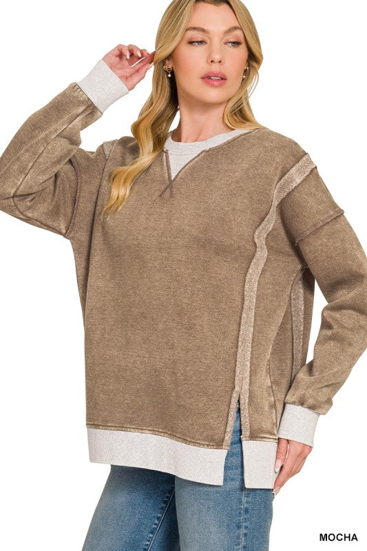 Qesa Contrast Fleece Trim Pullover