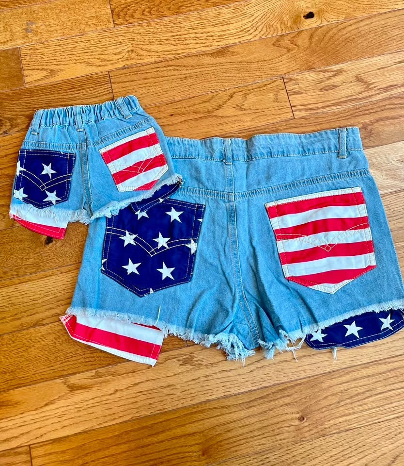 Patriotic Pocket Shorts Stretch Denim - Kids