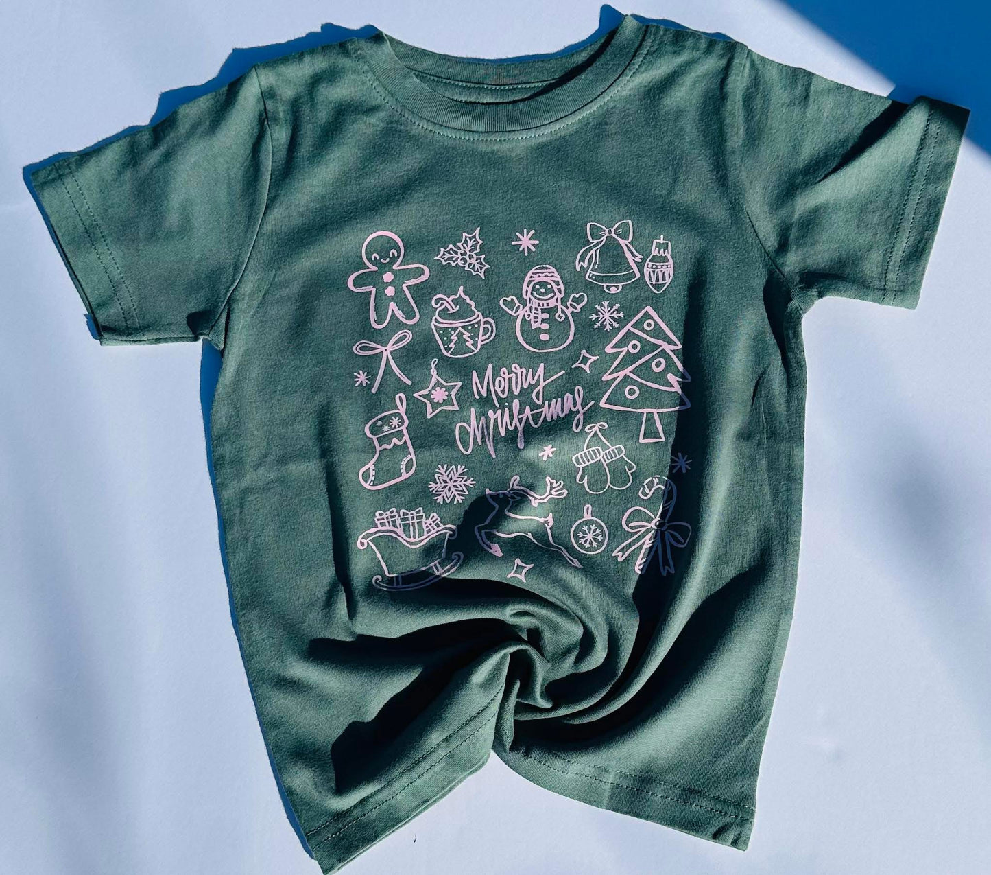 Merry Christmas Collage Pink / Green Tee