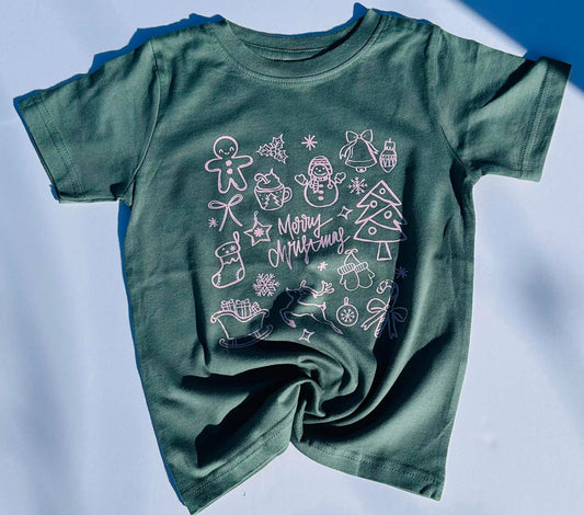 Merry Christmas Collage Pink / Green Tee
