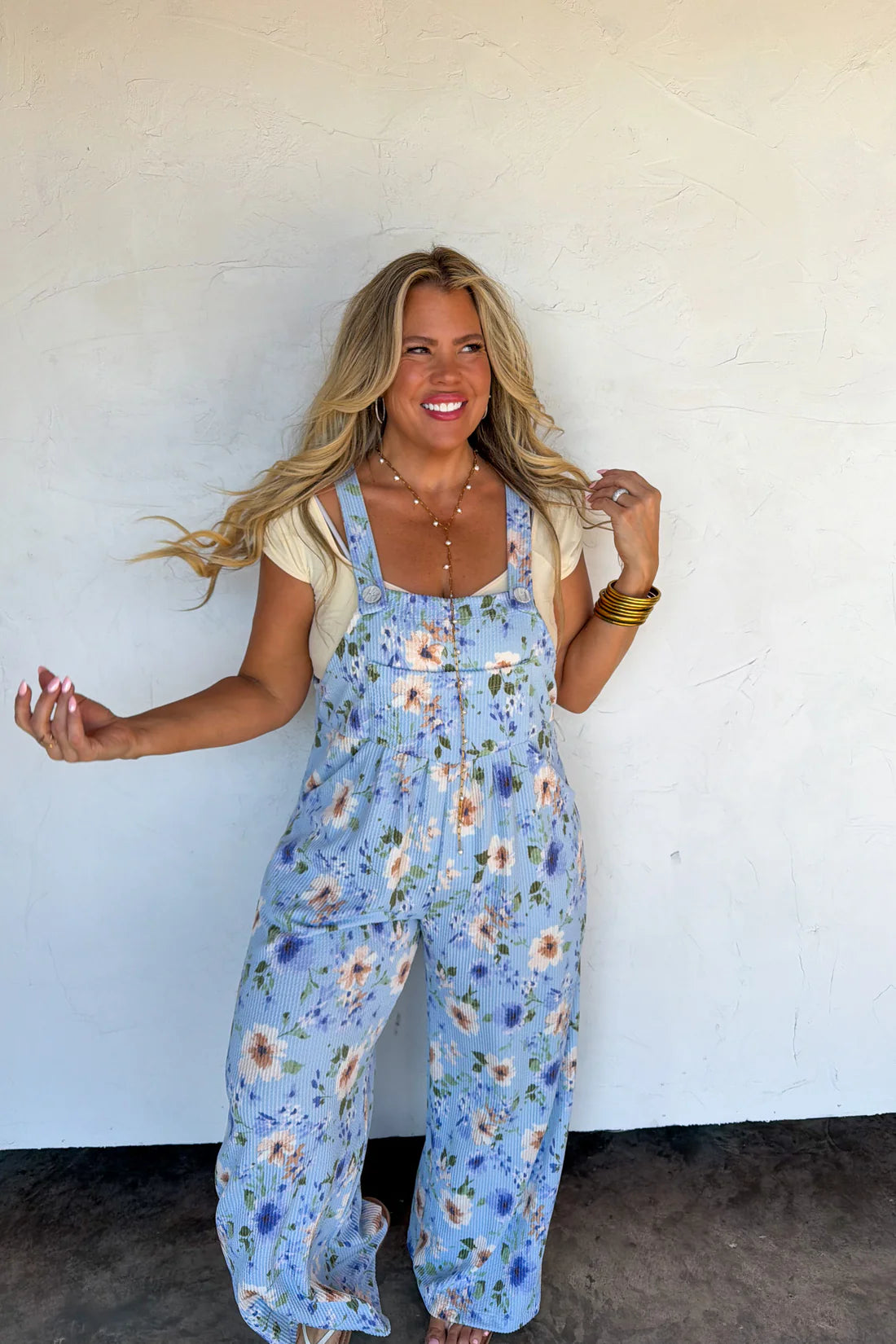 Blue Floral Overalls