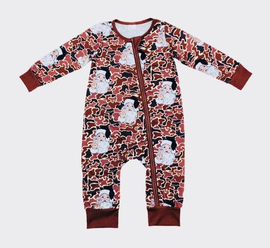 Cool Santa Retro Camo Bamboo Zippy