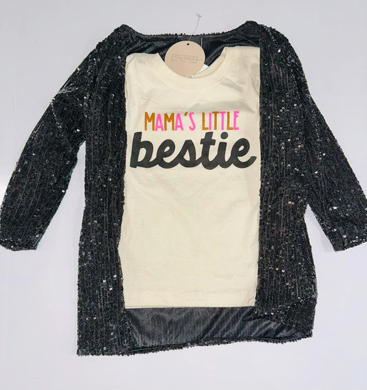 Girls Black Sequin Duster/Cardigan