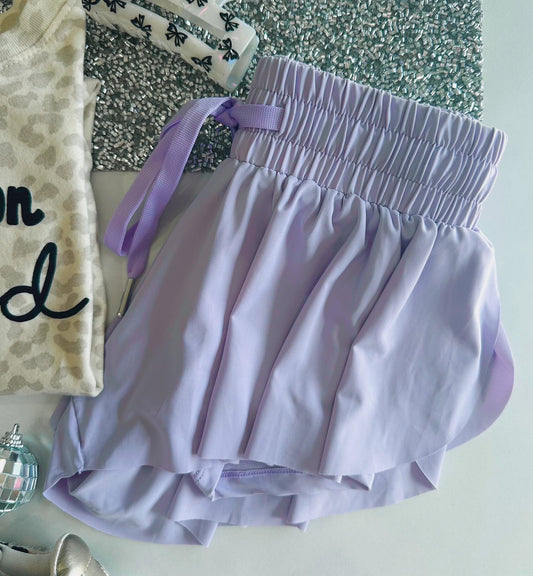 Purple Flowy Tulip Shorts PreO