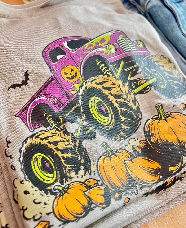 Pumpkin Monster Truck Boys Tee