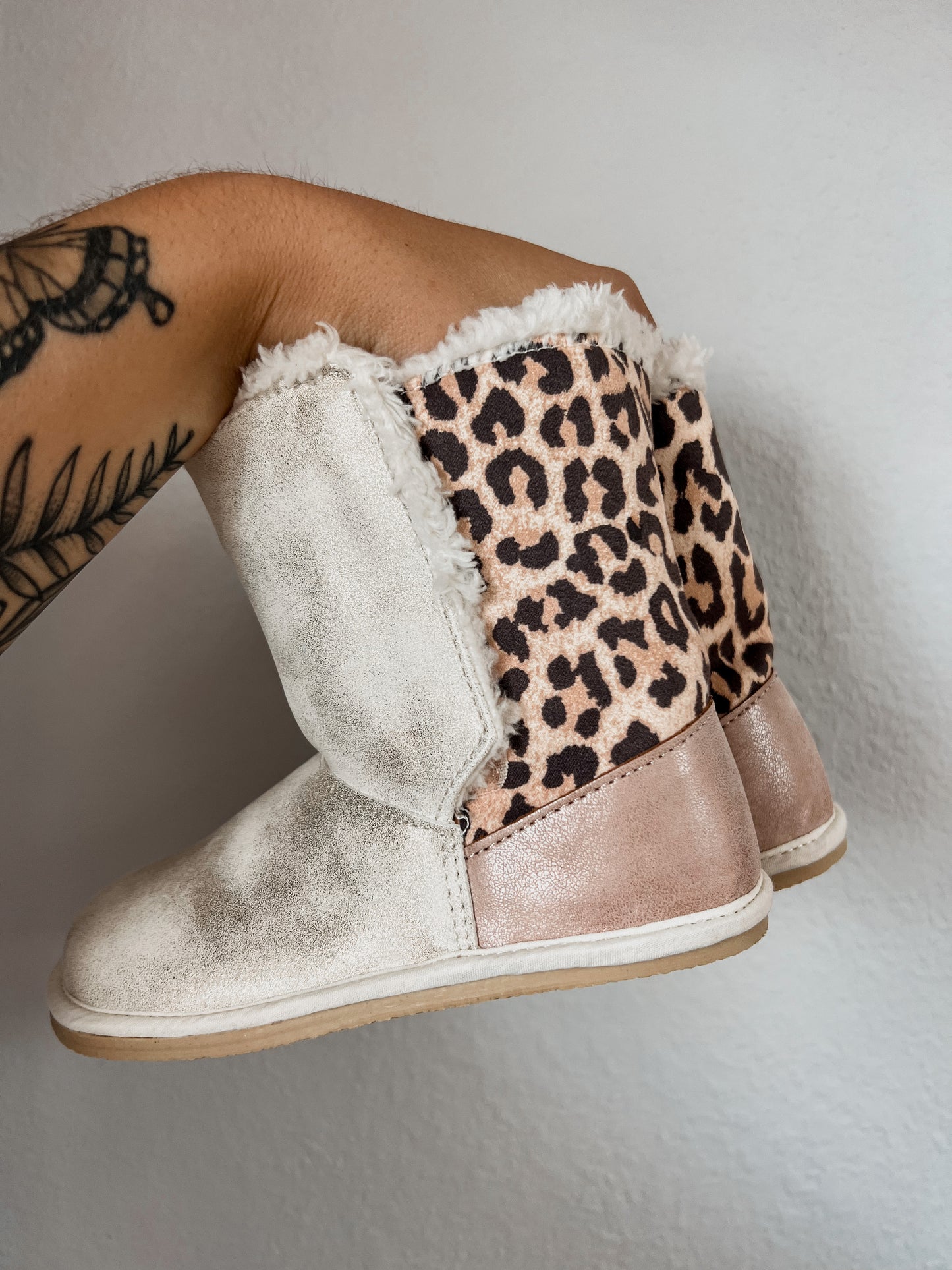 Ivory Leopard Shimmer Boots