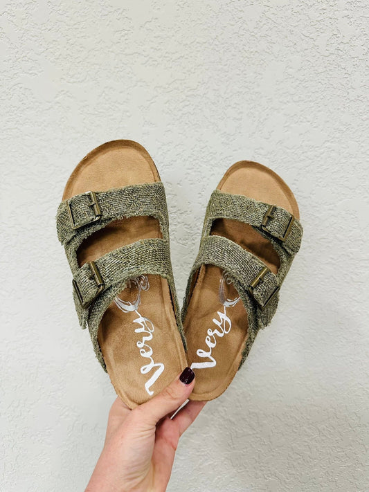 Ellie Boho Aztec Sandal - Khaki Sage