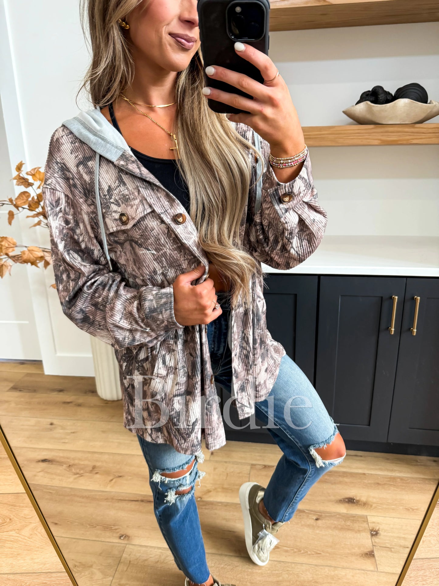 Luxe Ribbed & Hooded Camo Shacket RTS