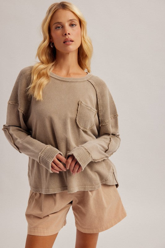 Madelyn Moto Stone Washed Terry Top
