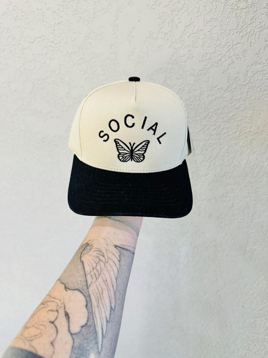 Kids Social Butterfly Embroidered Hat RTS
