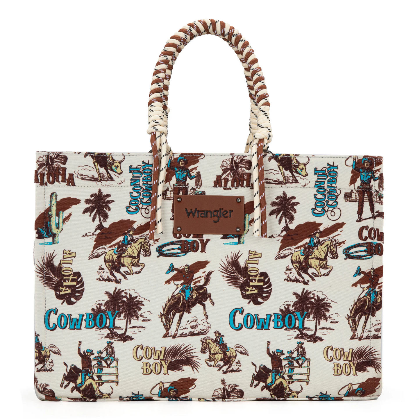 Ivory Coconut Cowboy Wrangler Canvas Tote RTS
