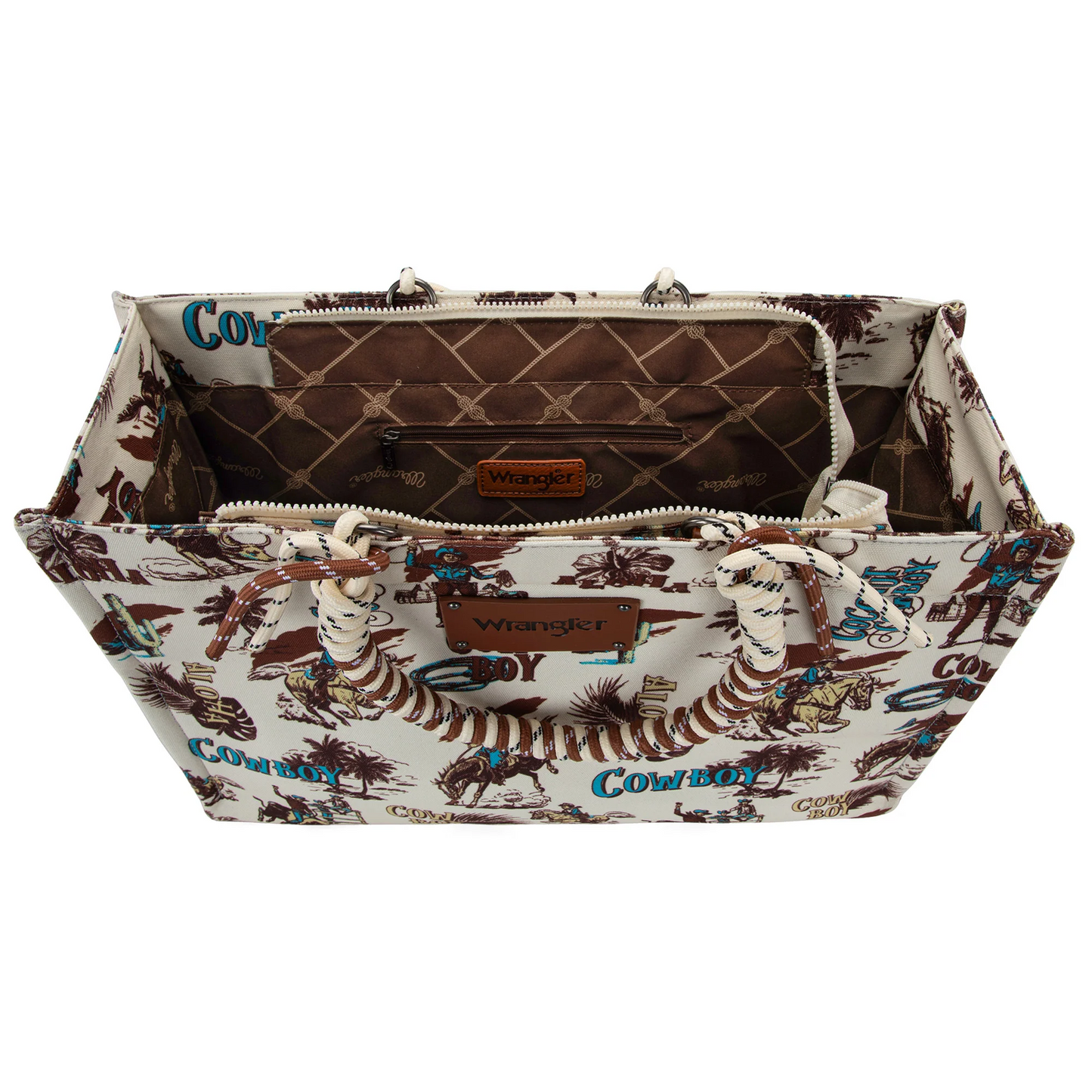 Ivory Coconut Cowboy Wrangler Canvas Tote RTS