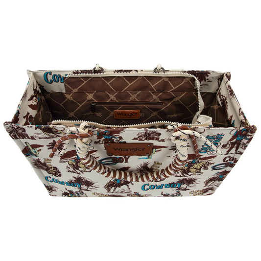 Ivory Coconut Cowboy Wrangler Canvas Tote RTS