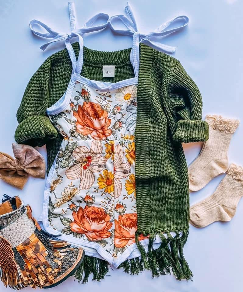 Faye Vintage Floral Fall Romper RTS