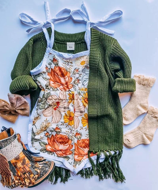 Faye Vintage Floral Fall Romper RTS