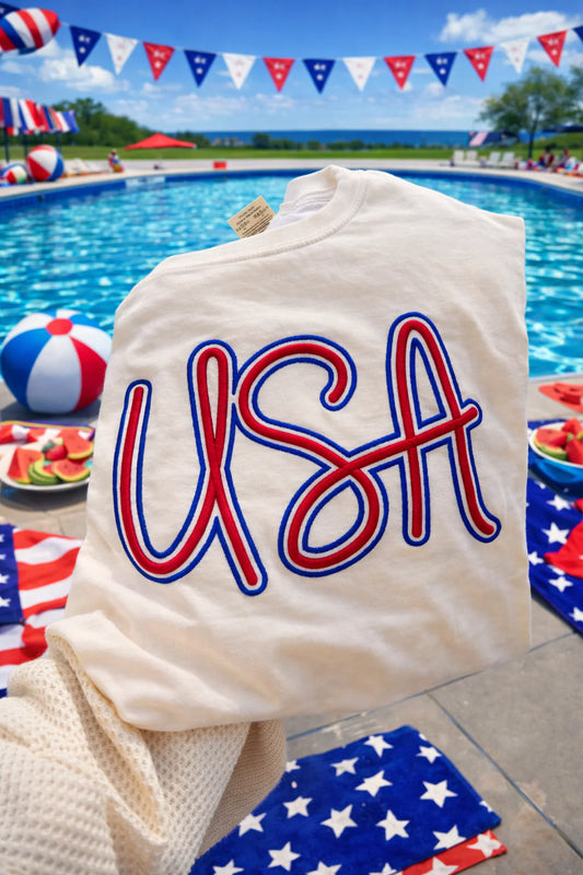 USA 3D Embroidered Tee