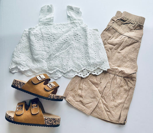 Eloise Embroidered Eyelet Top + Palazzo Pants