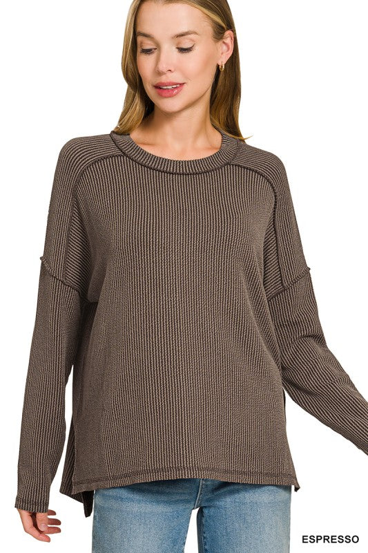Rayleigh Ribbed Boat Neck Top