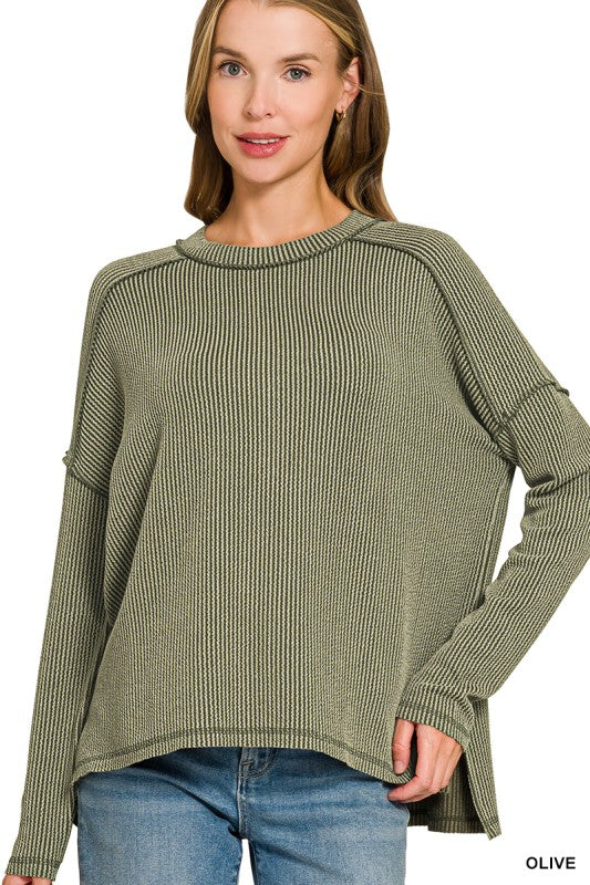Rayleigh Ribbed Boat Neck Top