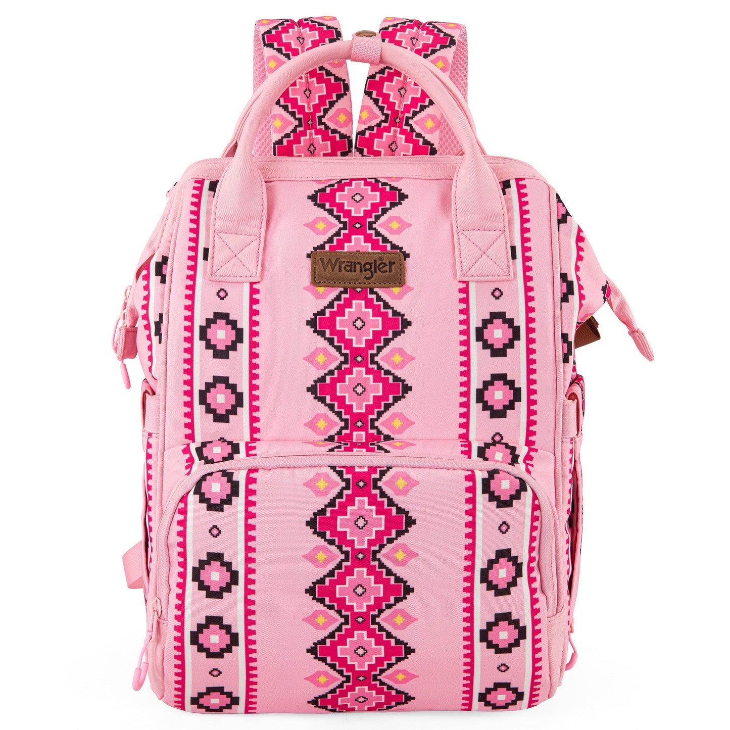Aztec Bubblegum Wrangler Bag / Diaper Bag - Hot Pink Interior