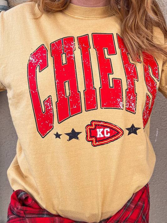 Distressed Chiefs On Mustard Comfort Color