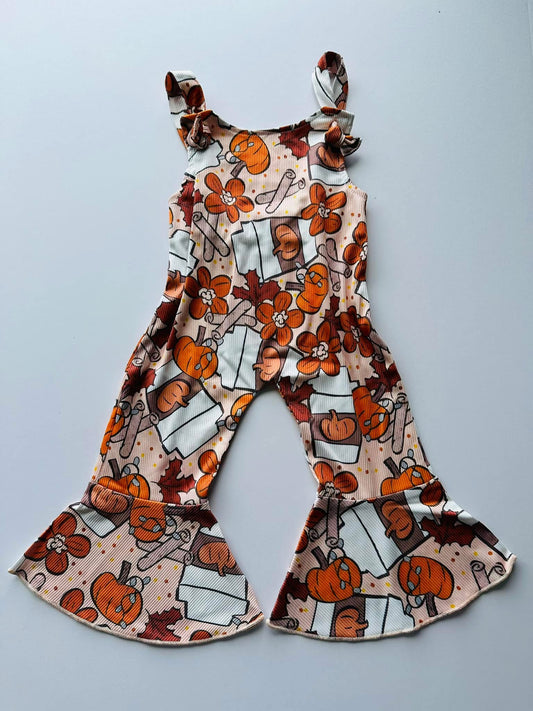 Pumpkin Spice Latte Bell Romper 12/18M