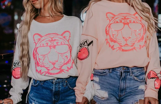Chill Out Tiger Sequin Crew RTS