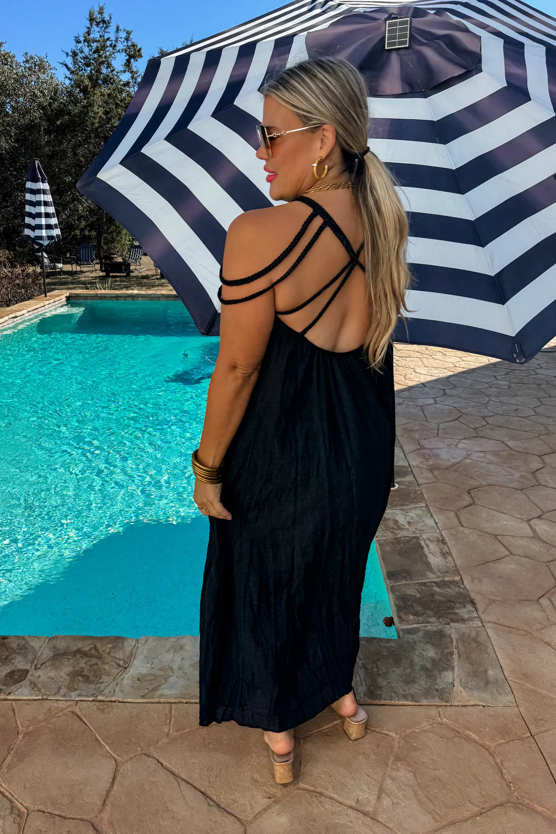 Ciao Bella Black Strappy Dress / Swim Cover RTS