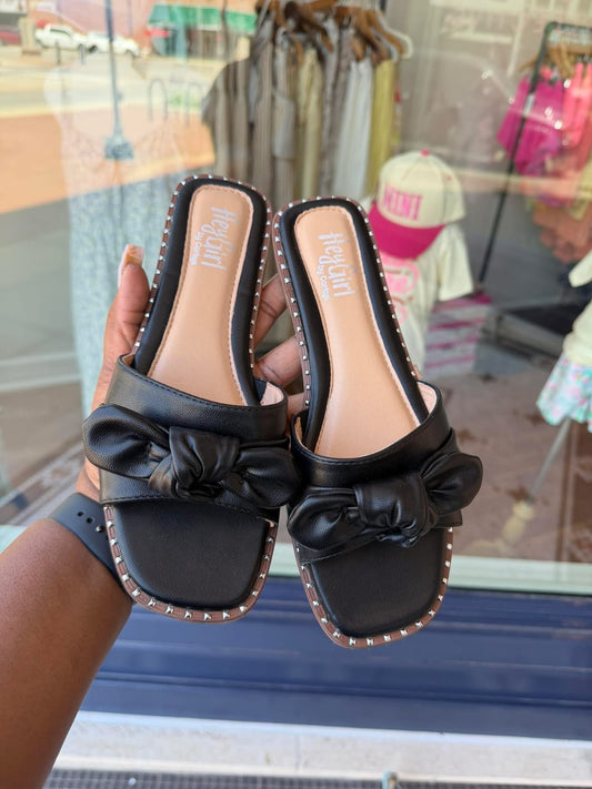 Knotty Luxe Black Slip On Sandal