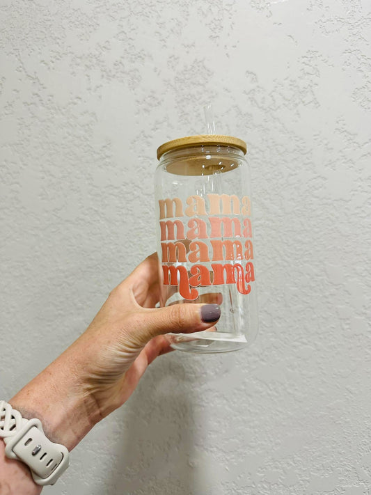 Retro Peachy Mama Iced Coffee Tumbler