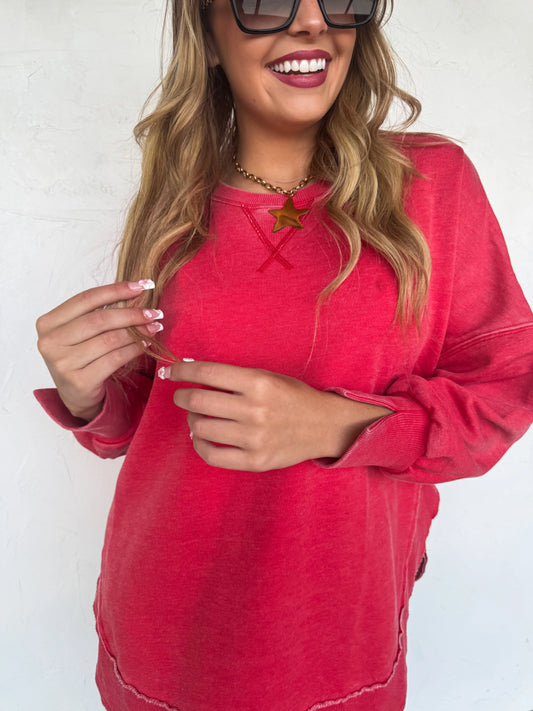 Josie Vintage Wash + Unique Hem Crews PreO
