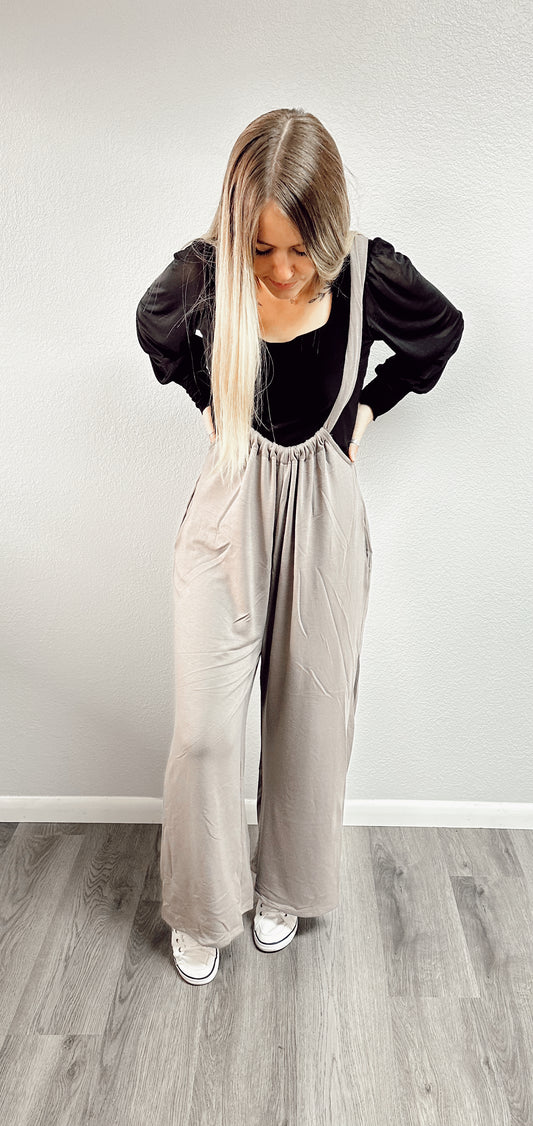 Wide Leg Suspender Jumpsuit