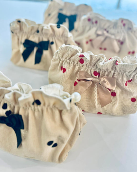 Vintage Cherry Scrunch Makeup Bag RTS