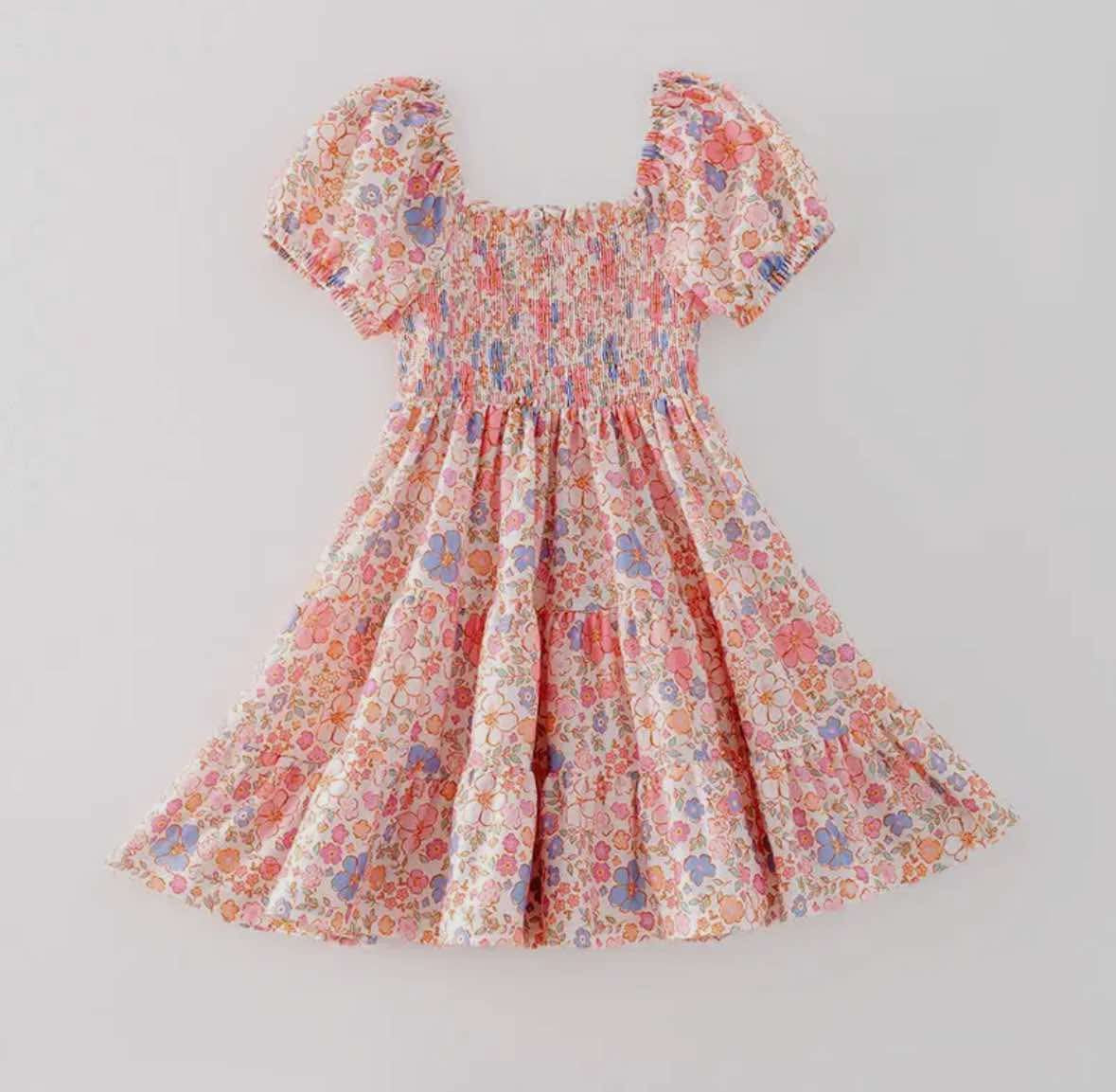 Delicate Floral Smocked Dress RTS