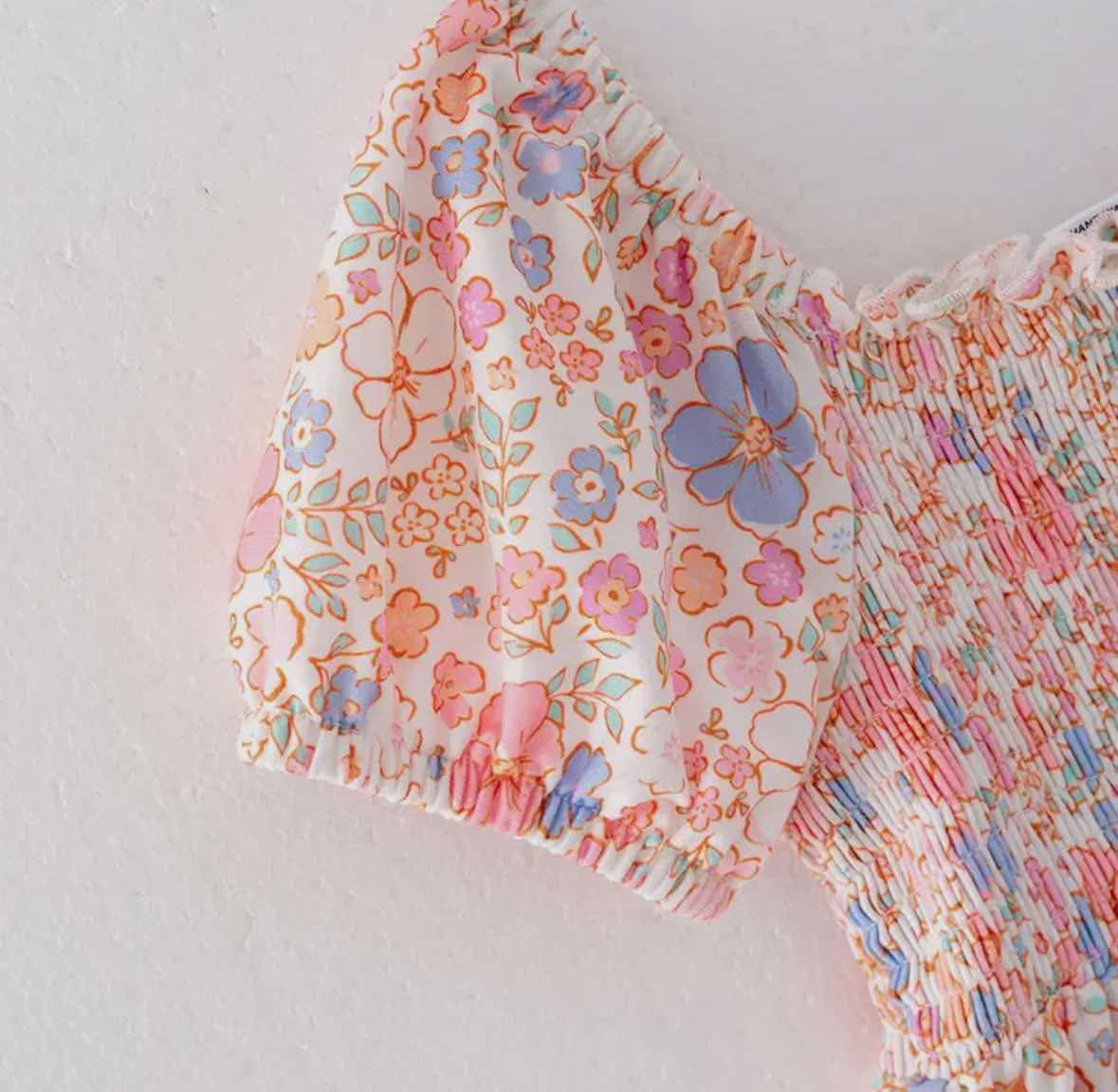 Delicate Floral Smocked Dress RTS