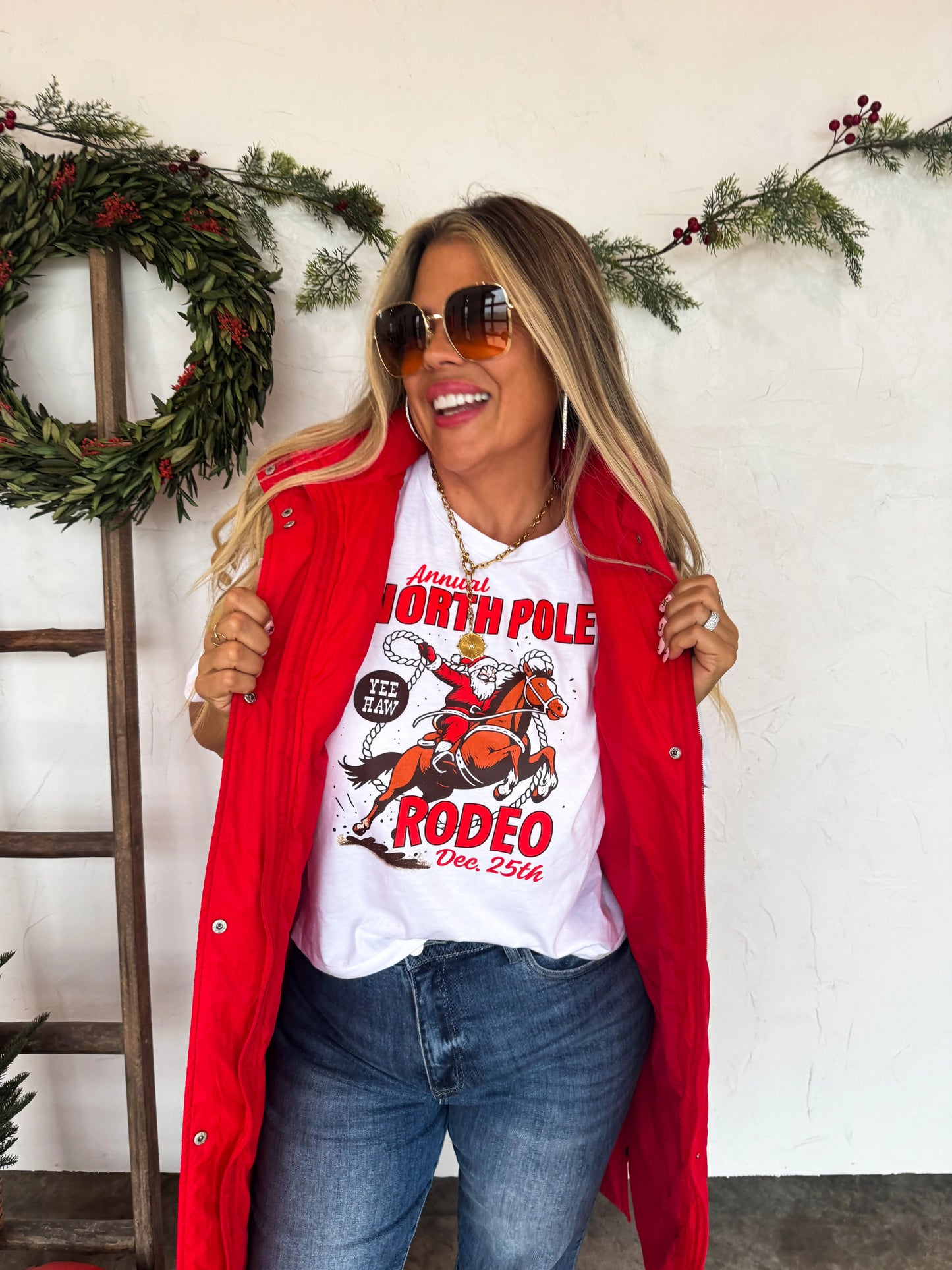 North Pole Rodeo Western Christmas Graphic Tee RTS