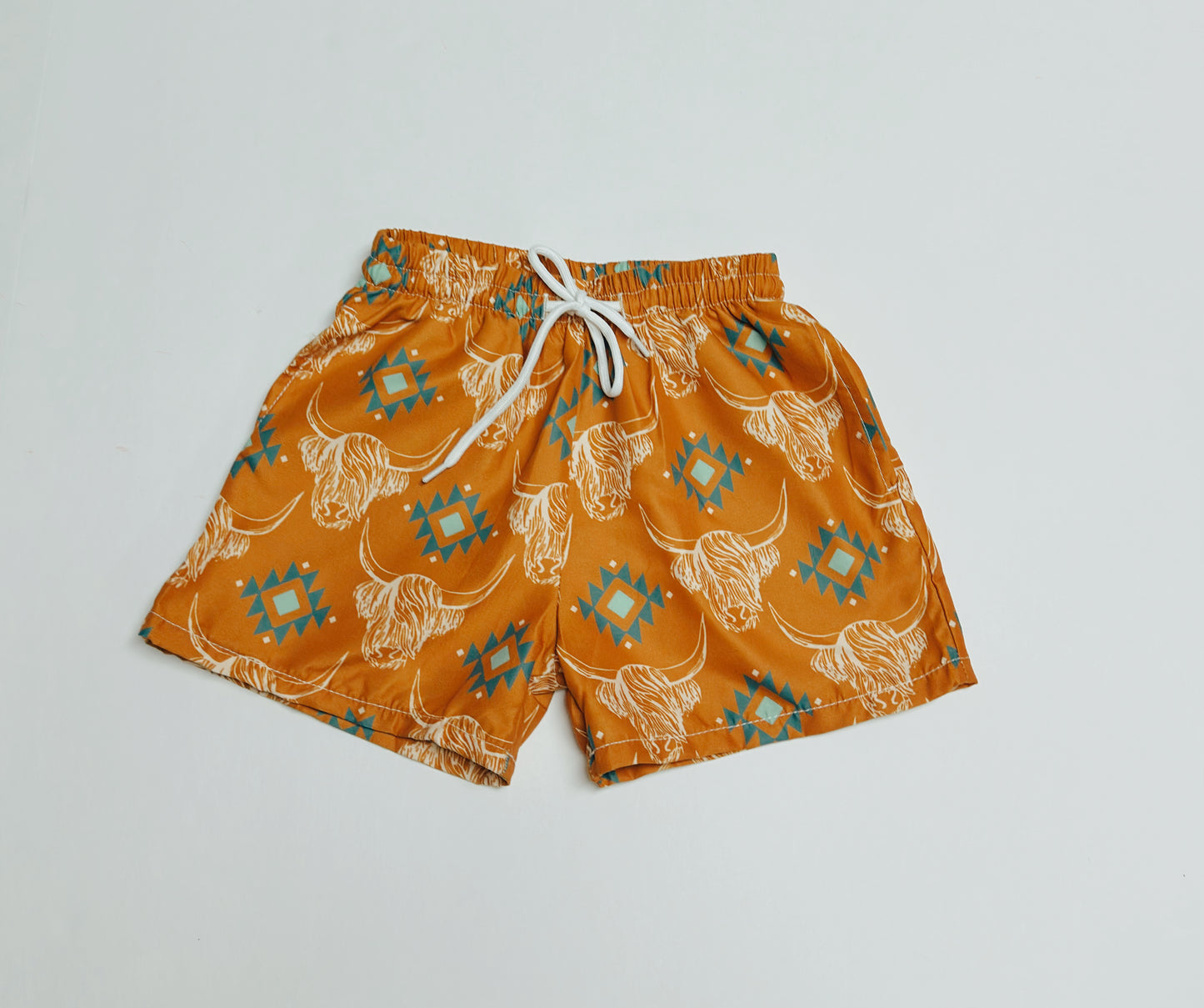 Rust Highland + Aztec Swim Trunks