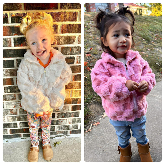 Blush Check Cozy Zip-Up 7/8Y