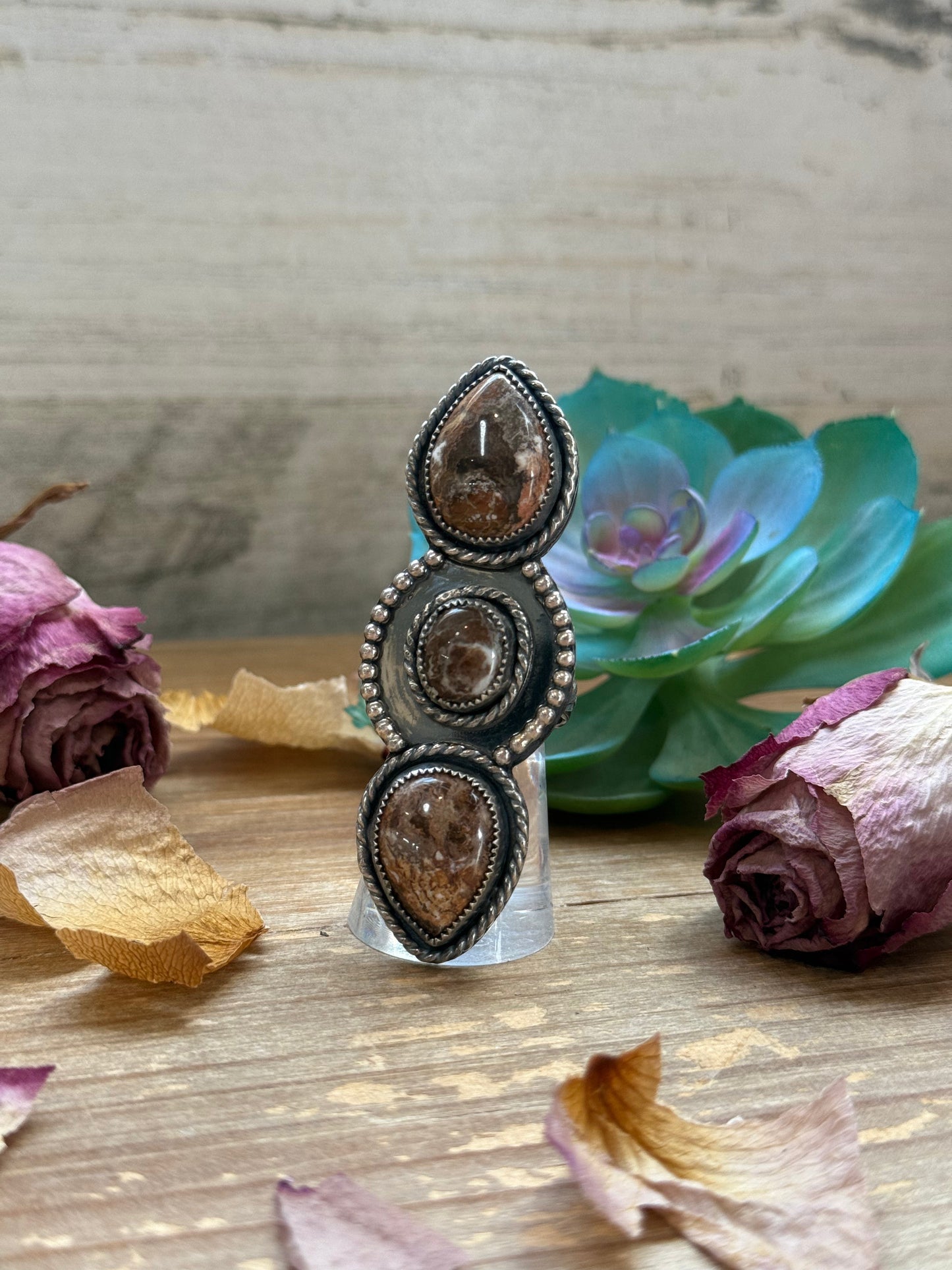 Sterling Silver Wild Horse 3-Stone Adjustable Ring – In-House Silversmith – Made by The Bijoux FAB – USA Made