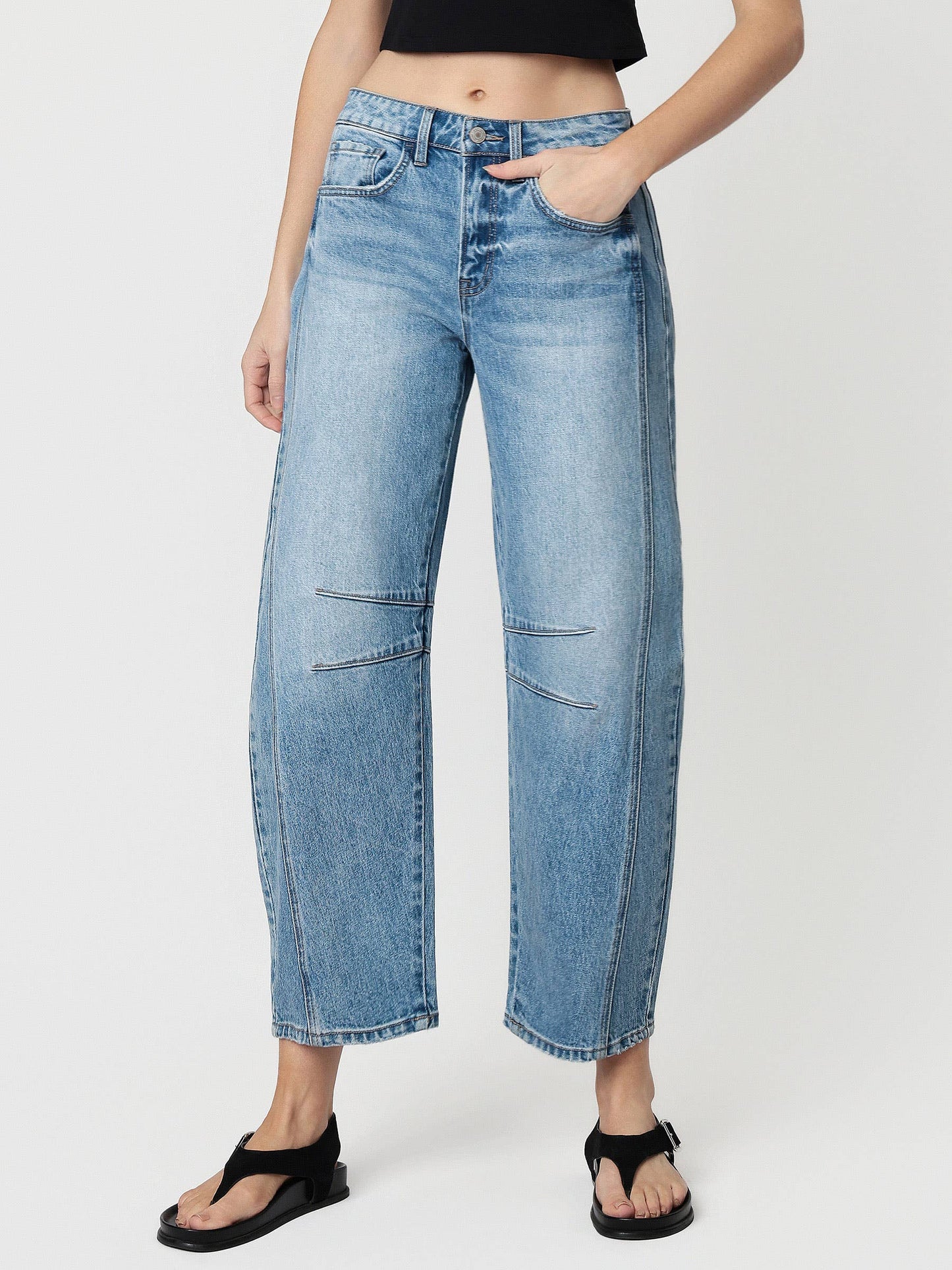 Kylie High-Rise Dart Structured Fit Barrel Denim
