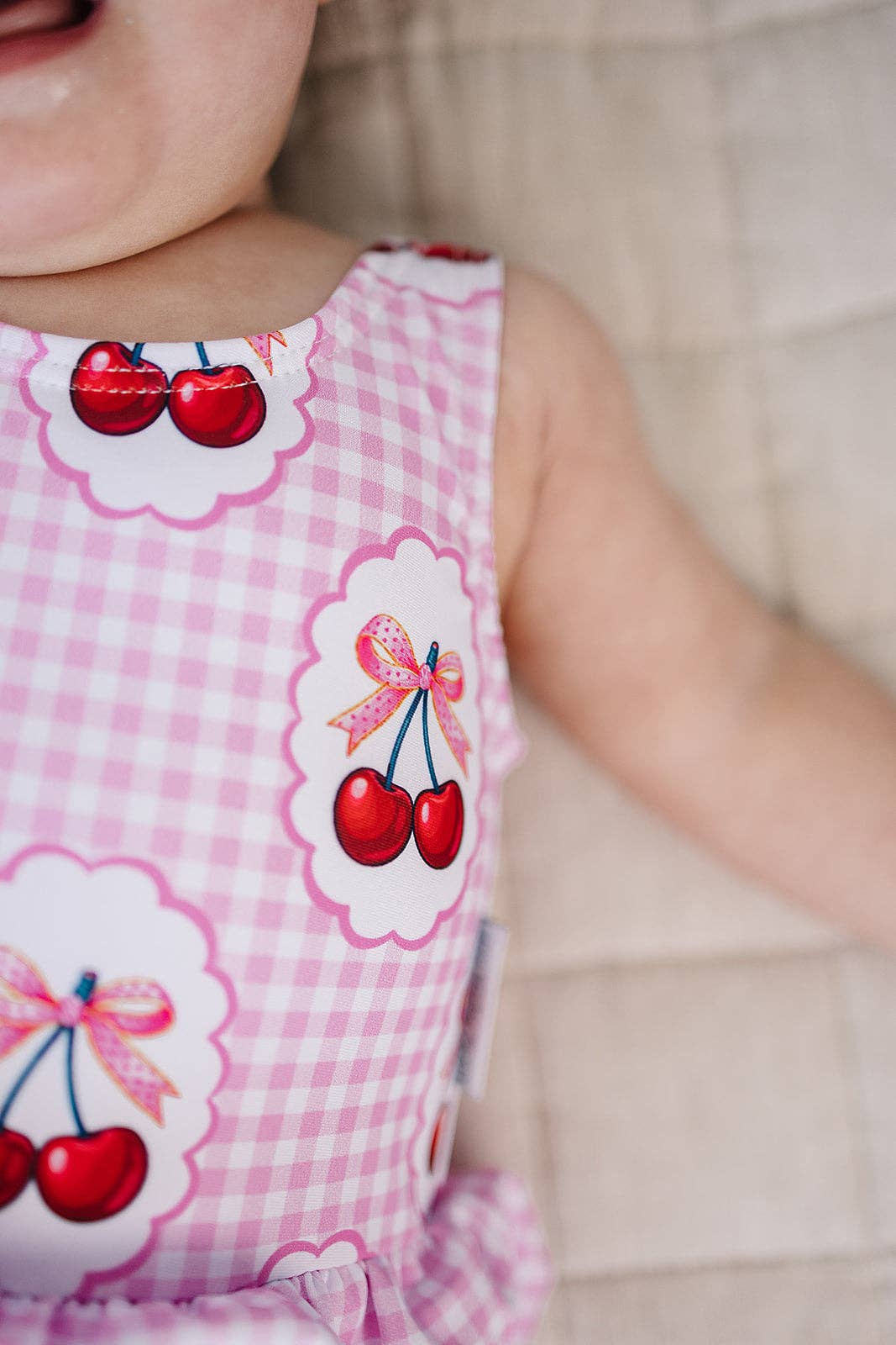 Gingham Cherry One Piece Swimmie