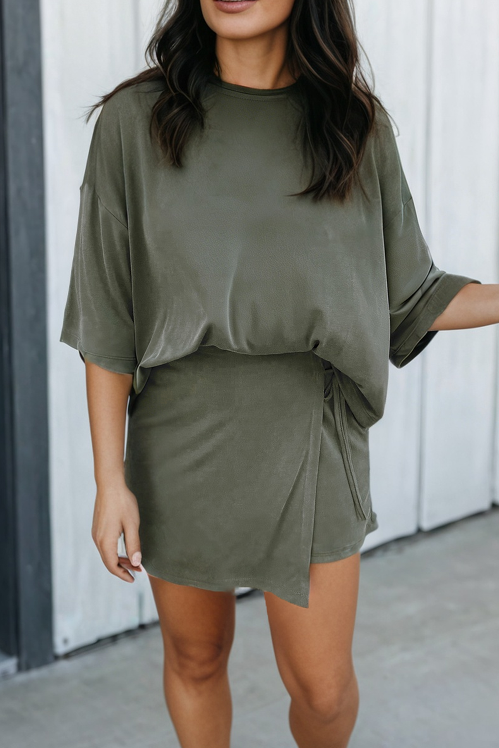 Joni Oversize Tee + Tie Wrap Mini Skort Set