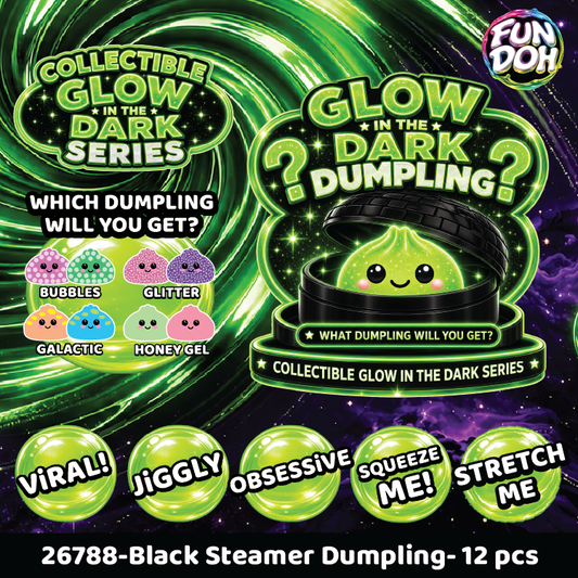 Glow-in-the-Dark Mystery Dumpling Squishy Black Steamer