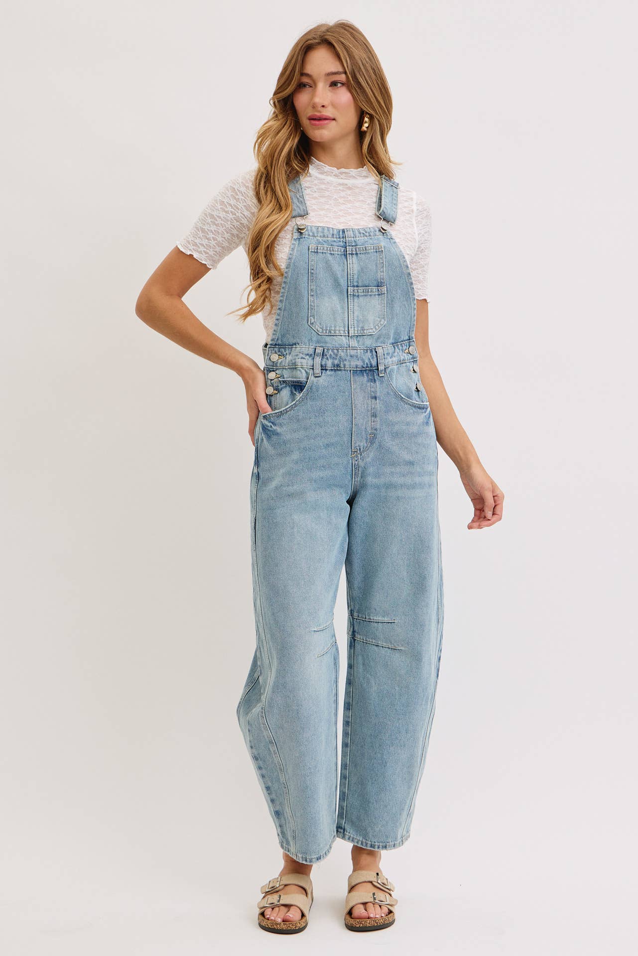 Kristin Barrel Denim Overalls